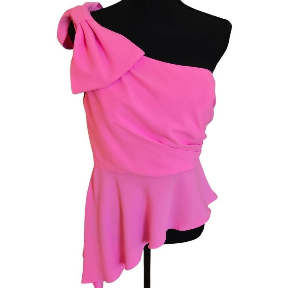 Amanda Uprichard New York Womens One Shoulder Bow Dressy Top Pink Medium - Picture 12 of 12